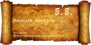 Bentsik Bertina névjegykártya